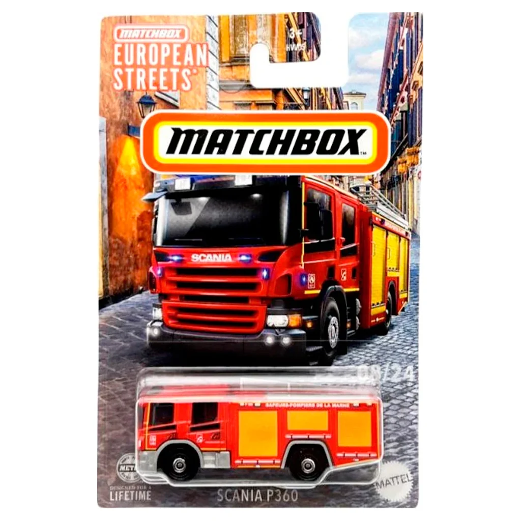 Matchbox Scania P360 Fire Truck hosszúkártyás kisautó